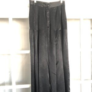 NWT Free People Black Satin Wide-Leg Pants